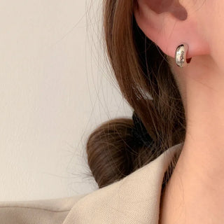 One-Touch All-Daily Mini Gold Silver Heart Cubic Bold Ring Earrings