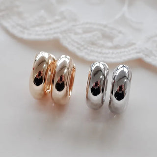 One-Touch All-Daily Mini Gold Silver Heart Cubic Bold Ring Earrings