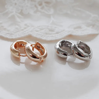 One-Touch All-Daily Mini Gold Silver Heart Cubic Bold Ring Earrings
