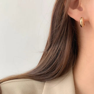 One-Touch All-Daily Mini Gold Silver Heart Cubic Bold Ring Earrings