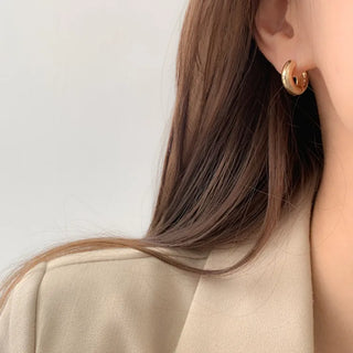 One-Touch All-Daily Mini Gold Silver Heart Cubic Bold Ring Earrings