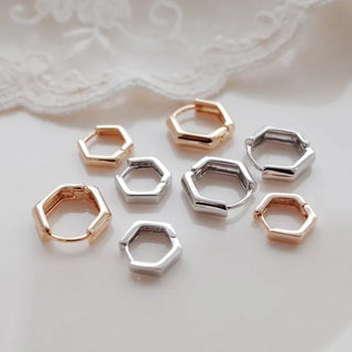 One-Touch All-Daily Mini Gold Silver Heart Cubic Bold Ring Earrings