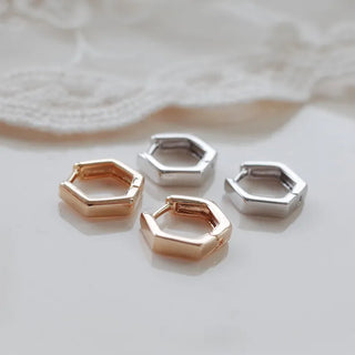 One-Touch All-Daily Mini Gold Silver Heart Cubic Bold Ring Earrings