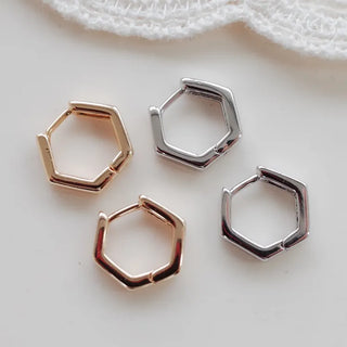 One-Touch All-Daily Mini Gold Silver Heart Cubic Bold Ring Earrings