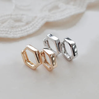 One-Touch All-Daily Mini Gold Silver Heart Cubic Bold Ring Earrings