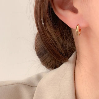 One-Touch All-Daily Mini Gold Silver Heart Cubic Bold Ring Earrings
