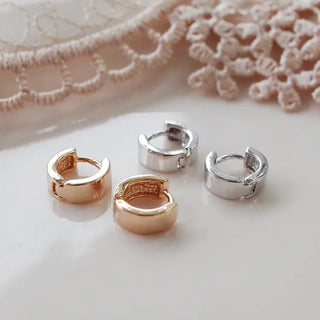 One-Touch All-Daily Mini Gold Silver Heart Cubic Bold Ring Earrings