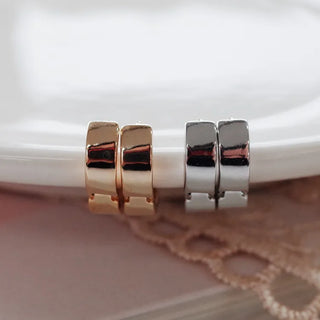 One-Touch All-Daily Mini Gold Silver Heart Cubic Bold Ring Earrings