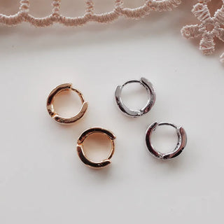 One-Touch All-Daily Mini Gold Silver Heart Cubic Bold Ring Earrings