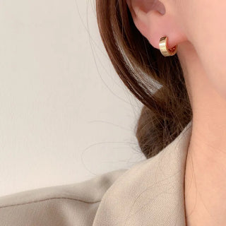 One-Touch All-Daily Mini Gold Silver Heart Cubic Bold Ring Earrings