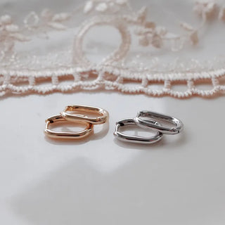 One-Touch All-Daily Mini Gold Silver Heart Cubic Bold Ring Earrings