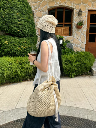 Knitted Flower Crochet Beanie Hat