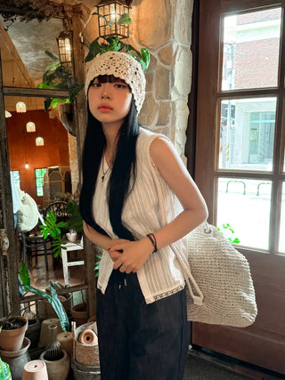 Knitted Flower Crochet Beanie Hat