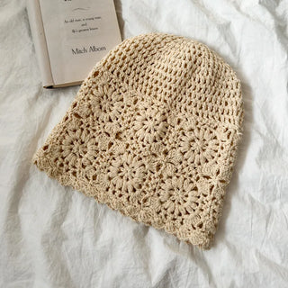 Knitted Flower Crochet Beanie Hat
