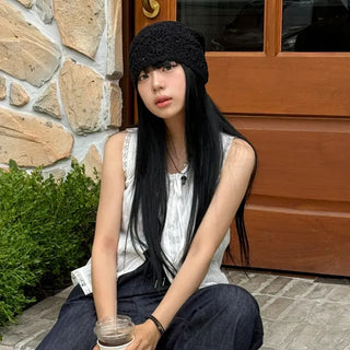 Knitted Flower Crochet Beanie Hat