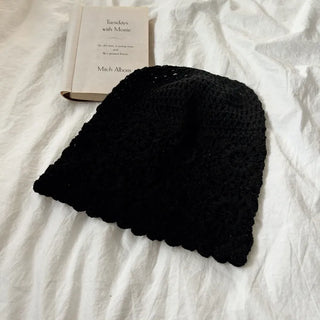 Knitted Flower Crochet Beanie Hat
