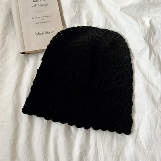 Knitted Flower Crochet Beanie Hat