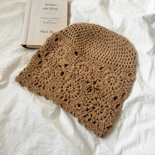 Knitted Flower Crochet Beanie Hat