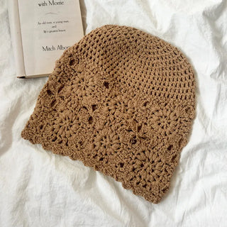Knitted Flower Crochet Beanie Hat