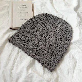 Knitted Flower Crochet Beanie Hat