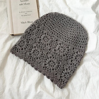 Knitted Flower Crochet Beanie Hat