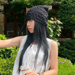 Knitted Flower Crochet Beanie Hat
