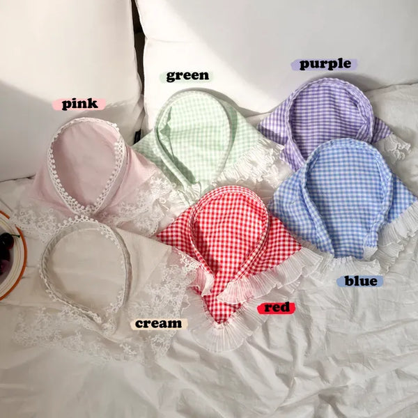 Collaboration Match Lace Check Bandana Headband Hairband