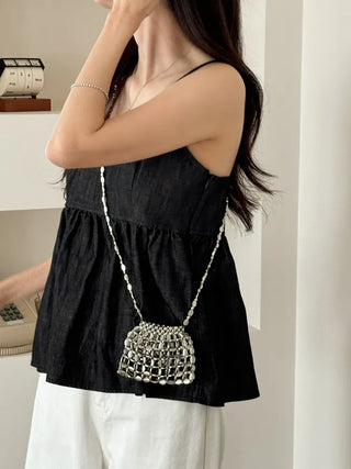 Metal Stone Silver Summer Crossbody Shoulder Bag 2 Types
