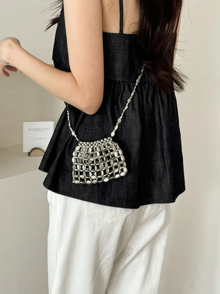 Metal Stone Silver Summer Crossbody Shoulder Bag 2 Types