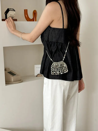 Metal Stone Silver Summer Crossbody Shoulder Bag 2 Types