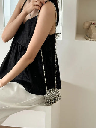 Metal Stone Silver Summer Crossbody Shoulder Bag 2 Types