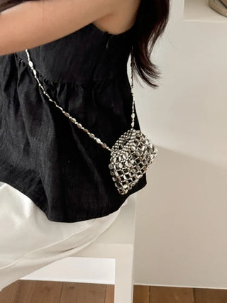 Metal Stone Silver Summer Crossbody Shoulder Bag 2 Types