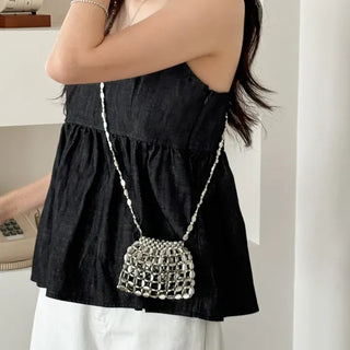 Metal Stone Silver Summer Crossbody Shoulder Bag 2 Types