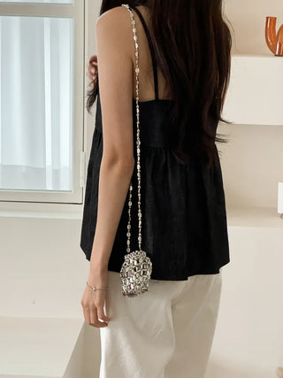 Metal Stone Silver Summer Crossbody Shoulder Bag 2 Types