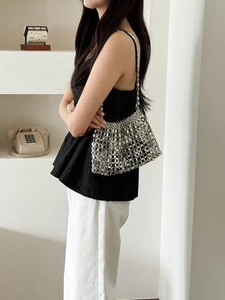Metal Stone Silver Summer Crossbody Shoulder Bag 2 Types