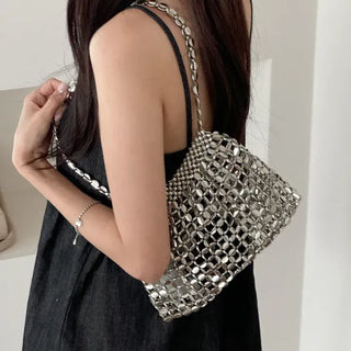 Metal Stone Silver Summer Crossbody Shoulder Bag 2 Types