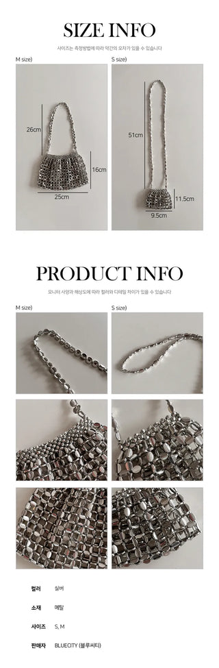 Metal Stone Silver Summer Crossbody Shoulder Bag 2 Types