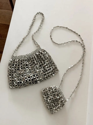 Metal Stone Silver Summer Crossbody Shoulder Bag 2 Types