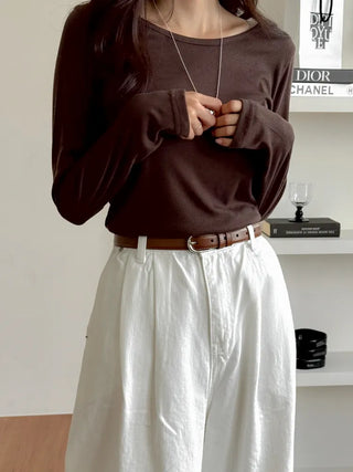Bold Stitch Simple Daily Leather Belt