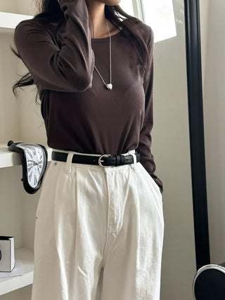 Bold Stitch Simple Daily Leather Belt