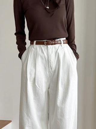 Bold Stitch Simple Daily Leather Belt