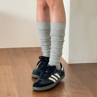 Long D Ribbed Slim Basic Plain Warmer Knee Socks Long Socks