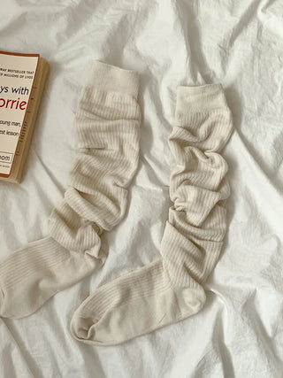 Long D Ribbed Slim Basic Plain Warmer Knee Socks Long Socks