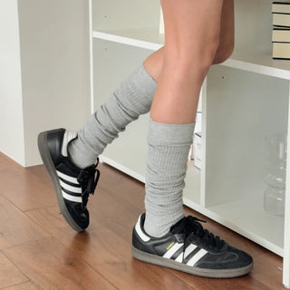 Long D Ribbed Slim Basic Plain Warmer Knee Socks Long Socks