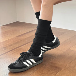 Long D Ribbed Slim Basic Plain Warmer Knee Socks Long Socks