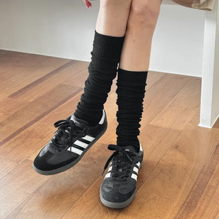 Long D Ribbed Slim Basic Plain Warmer Knee Socks Long Socks