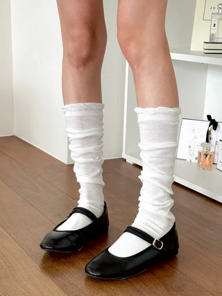 Wavy Long See-through Loose Knee Sock Warmer Long Socks