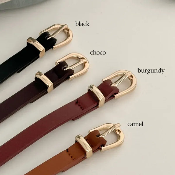 Macro Slim Gold Simple Leather Belt