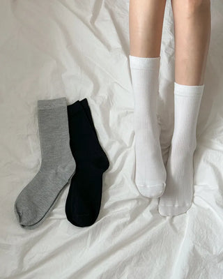 20cm Ribbed Stretchy Basic Daily Mid-Length Socks Set