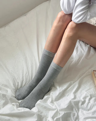 20cm Ribbed Stretchy Basic Daily Mid-Length Socks Set